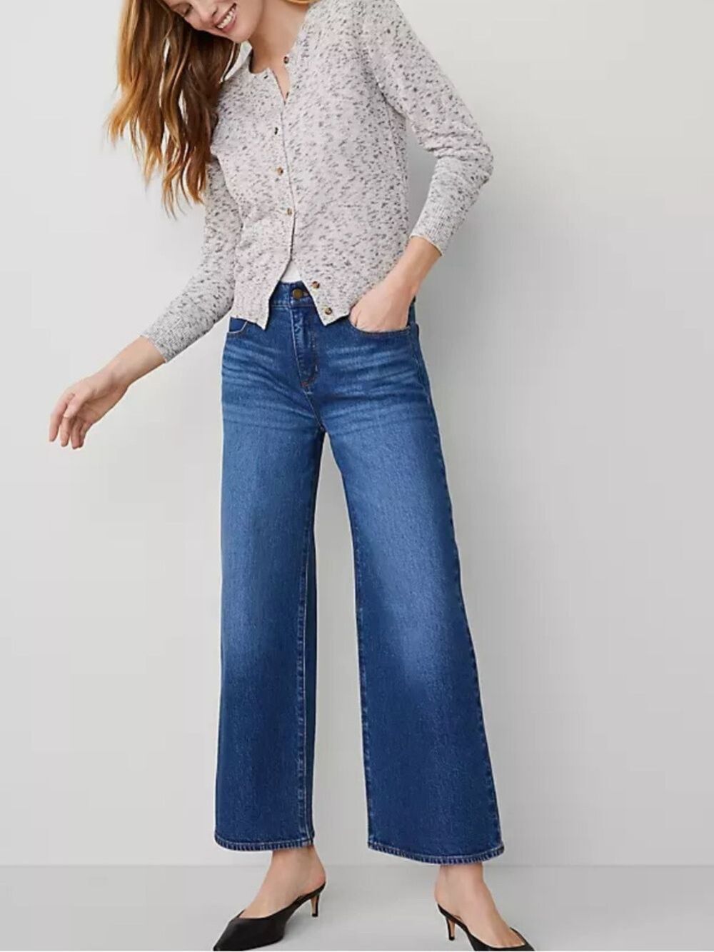 Ann Taylor The Wide Leg Mid Rise Jeans